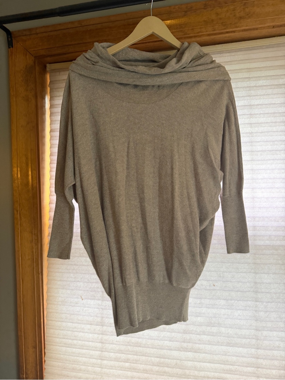Light Taupe Cowl Neck Women's Sweater XS 0242